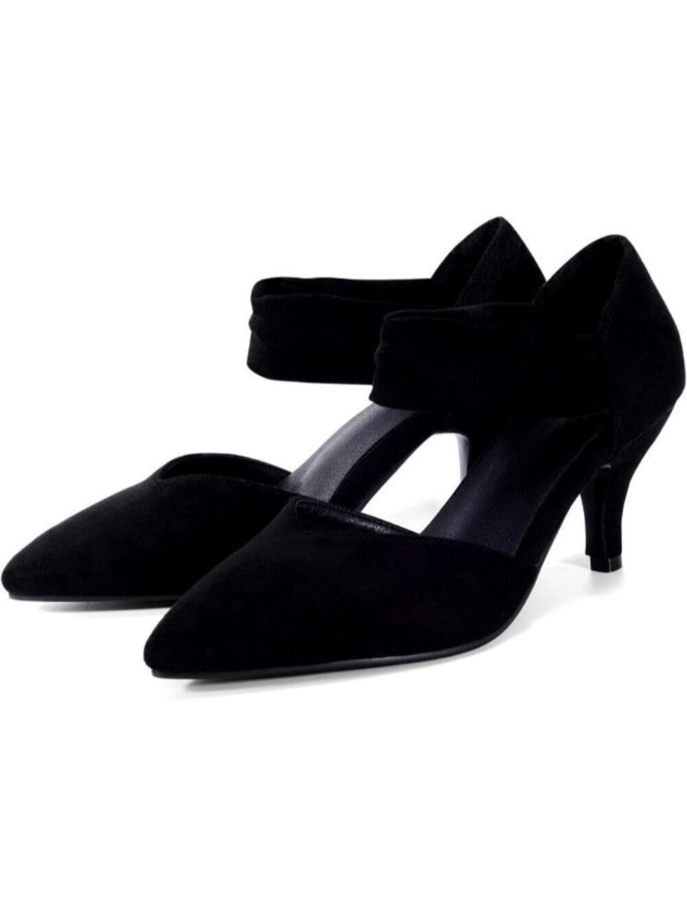 Women's Black Dress Kitten Heels Comfortable Closed Toe Pumps Shoes Pointed Toe